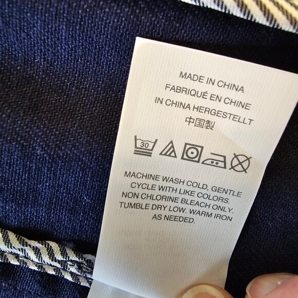 J Crew Pea Coat Women's 10 Navy Double Breasted White Button Heavyweight Twill - Picture 10 of 15